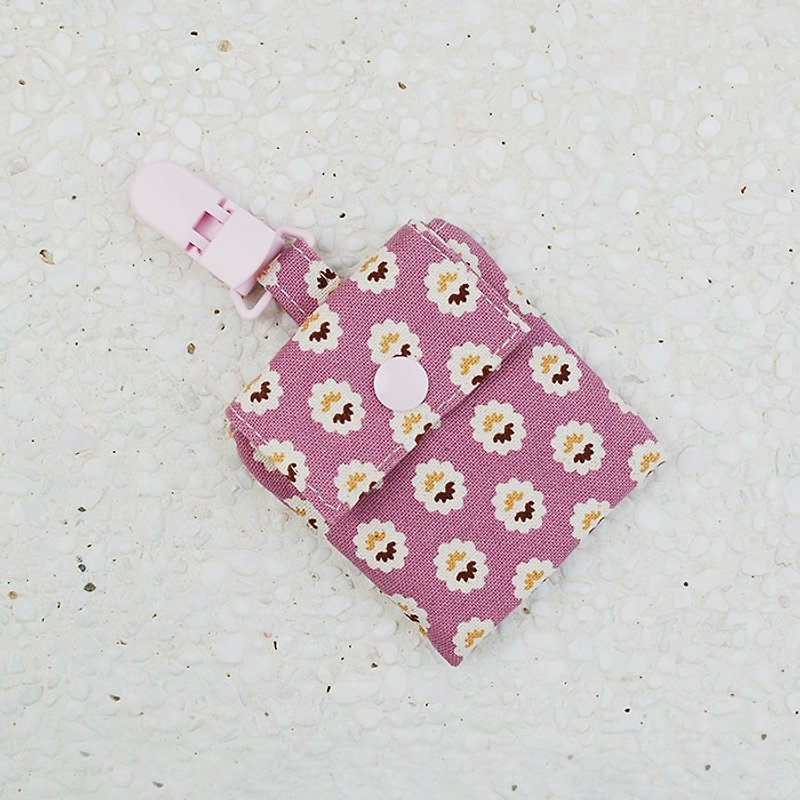 Small floral peace symbol bag _ pink purple - ผ้ากันเปื้อน - ผ้าฝ้าย/ผ้าลินิน สีม่วง