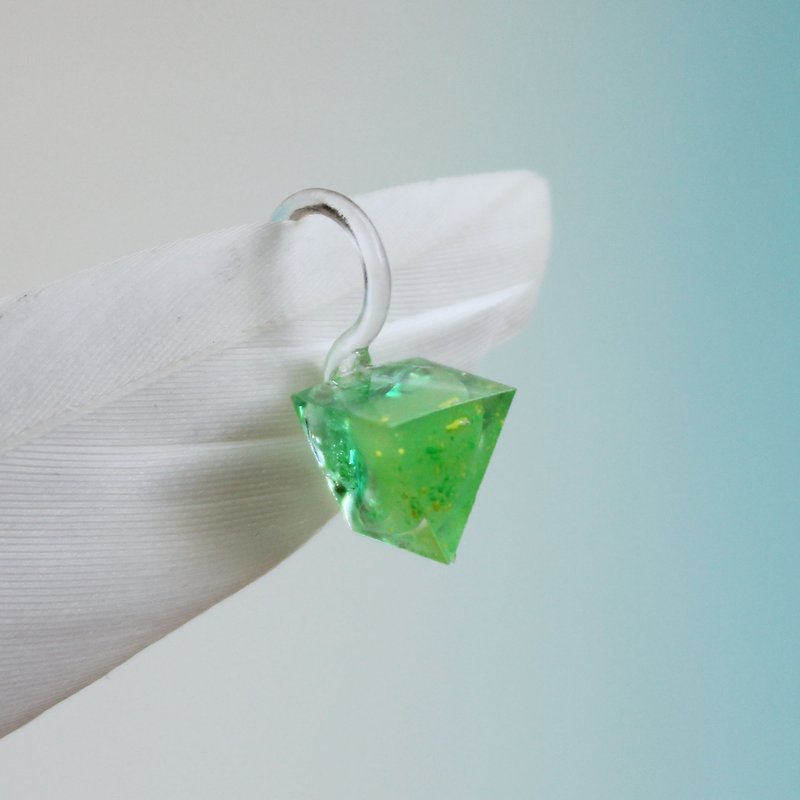 Triangle Earrings ▽ 437 / Popscene ▽ Single Stud / clear resin / glitter - Earrings & Clip-ons - Waterproof Material Green