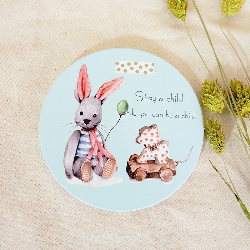 A Rabbit Doll ceramic absorbent coasters - ที่รองแก้ว - วัสดุอื่นๆ 