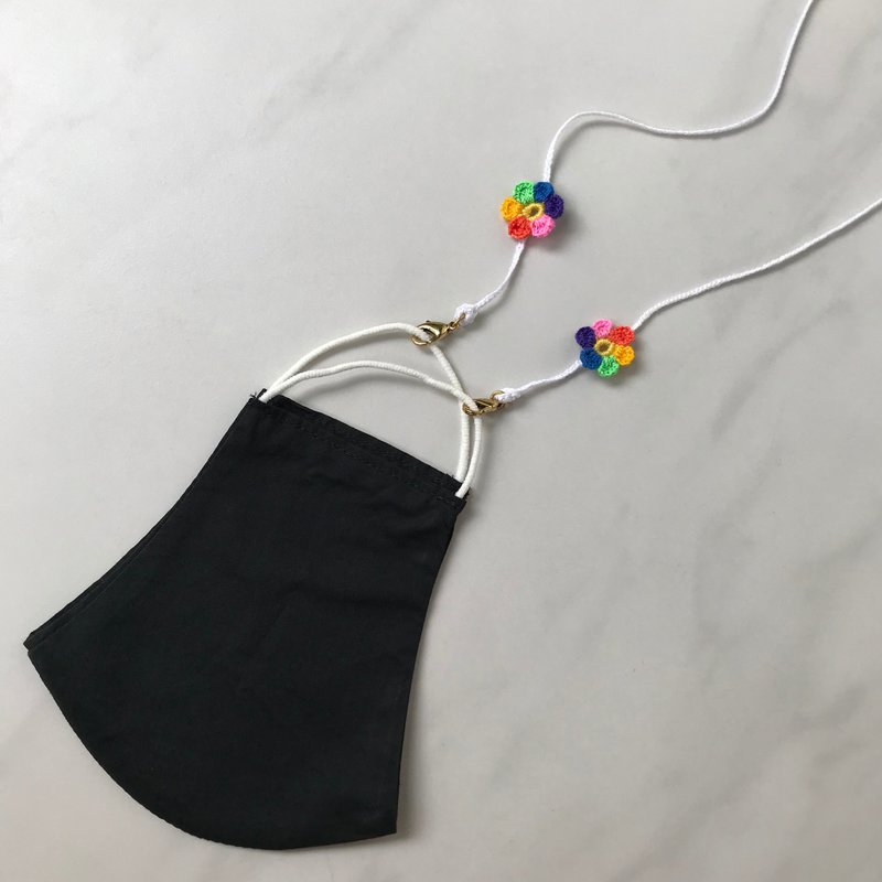 口罩鍊 Hana Rainbow white chain crochet unisex - 口罩/口罩收納套 - 貴金屬 多色