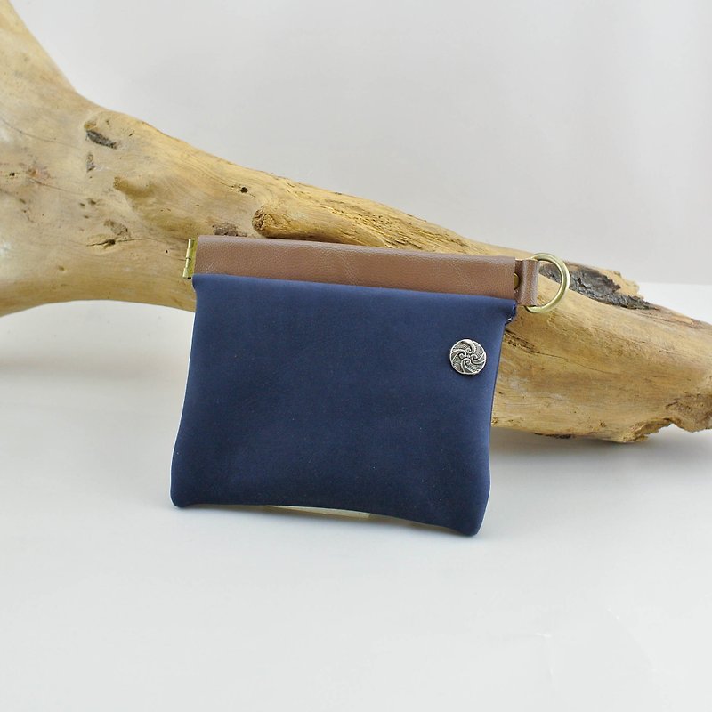 ➜. Splicing shrapnel multi-functional small package. ➜ --- change / small / storage / key / headset / transmission line / business card / card / travel card - Coin Purses - Genuine Leather Blue