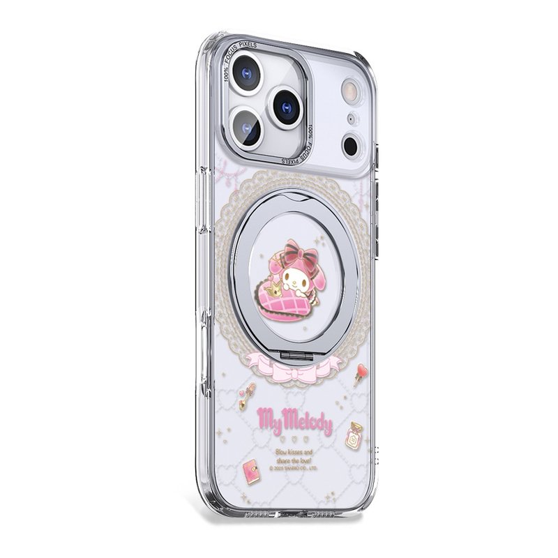 三麗鷗 iPhone 17/16/15/14/13/12 360旋轉磁吸立架殼-魔鏡美樂蒂 - 手機殼/手機套 - 其他材質 多色