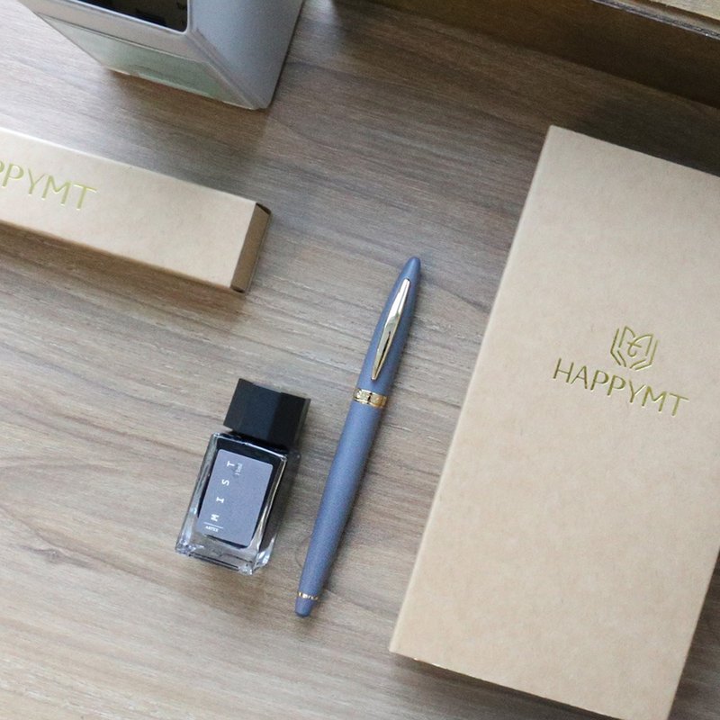 [Customized Gift] HAPPYMT Happy Pen Ink Gift Box Winter Gray Gold Clip - ปากกาหมึกซึม - ทองแดงทองเหลือง สีเทา