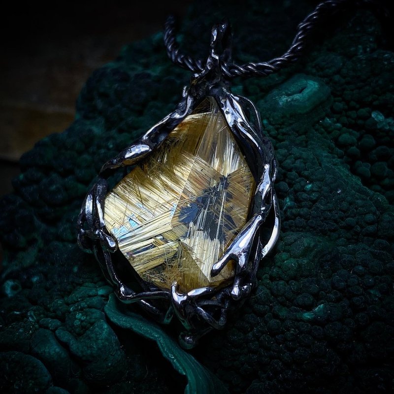 鈦晶花 / 鈦晶隨型 / 金髮晶 / 鈦晶項鍊 - 項鍊 - 水晶 金色