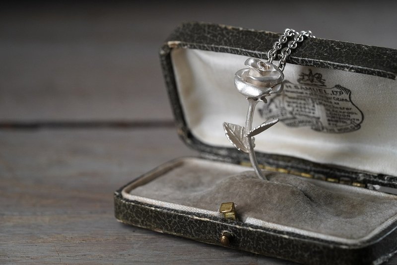 925 純銀 手作玫瑰花吊咀連SN2/18吋頸鍊 (P375) - 項鍊 - 純銀 銀色