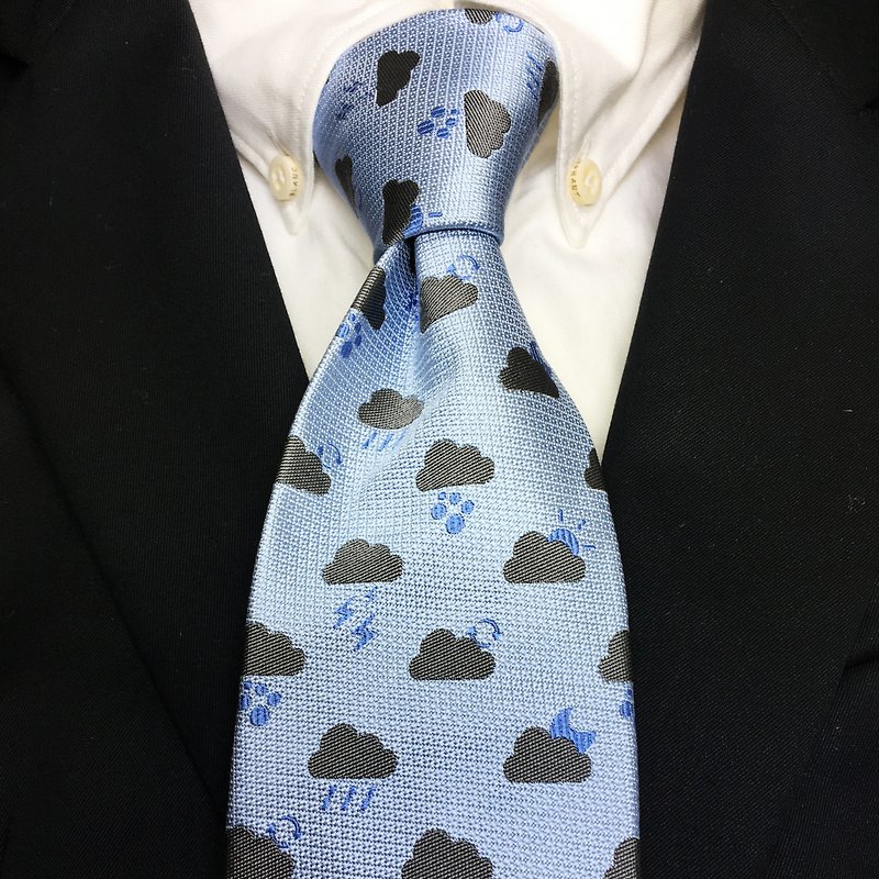 Cloud tie sax blue small pattern - Ties & Tie Clips - Cotton & Hemp Blue