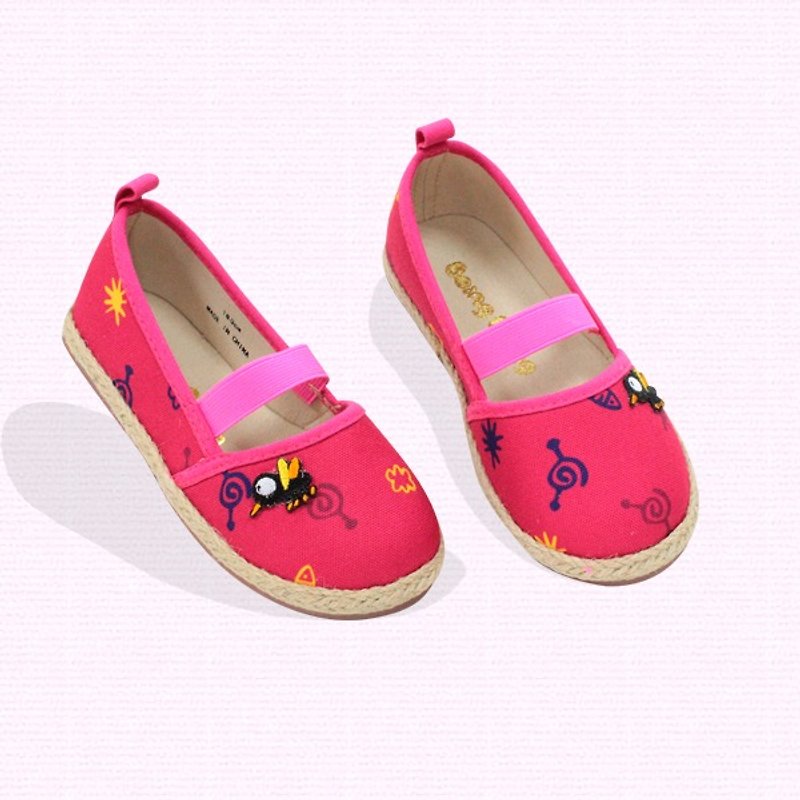 Ramie Cotton fabric Mary Janes shoes – Fuschia - The sound of the mosquito. - รองเท้าเด็ก - ผ้าฝ้าย/ผ้าลินิน สีแดง