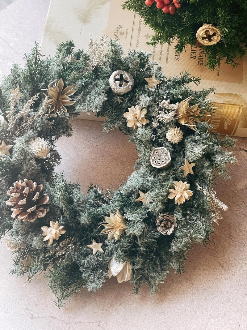 銀雪紛飛聖誕花圈 - 擺飾/家飾品 - 植物．花 綠色