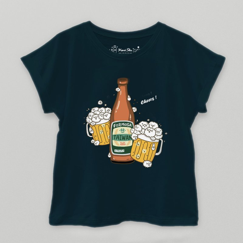 Bubble Sheep Taiwan Beer T-shirt - เสื้อยืดผู้ชาย - ผ้าฝ้าย/ผ้าลินิน สีดำ