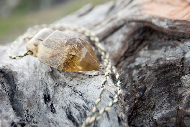 手作りの秘密の木のネックレス木と樹脂とロープ - ネックレス - 木製 透明