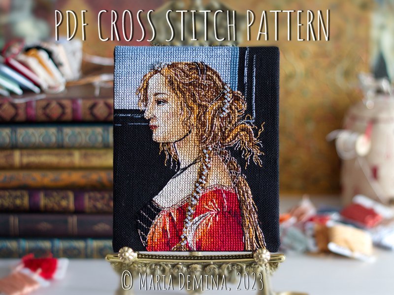 Portrait of a Young Woman - Sandro Botticelli - PDF cross stitch pattern 十字绣 - 手工藝教學/工具書 - 其他材質 