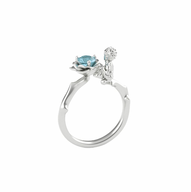 法國官方授權 小王子 唯一的瑰寶 18k 海藍寶指環 - 戒指 - 半寶石 藍色