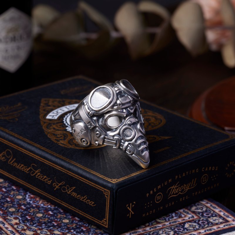 Azoth | Plague Doctor Ring Boundary - General Rings - Sterling Silver Silver