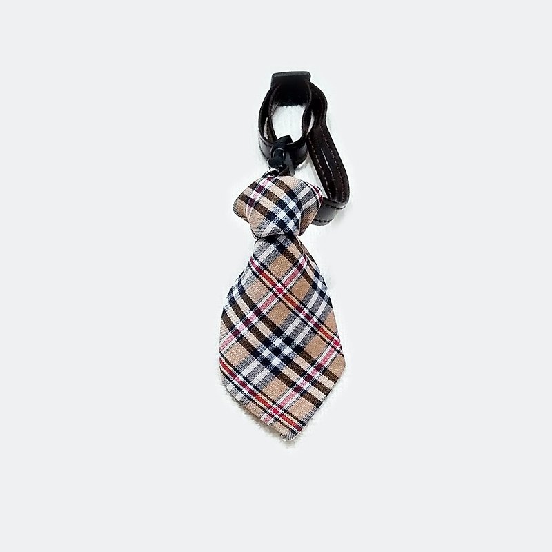 Ella Wang Design Tie Pet Bow Tie Cat Dog Check Gentleman - Collars & Leashes - Cotton & Hemp Khaki