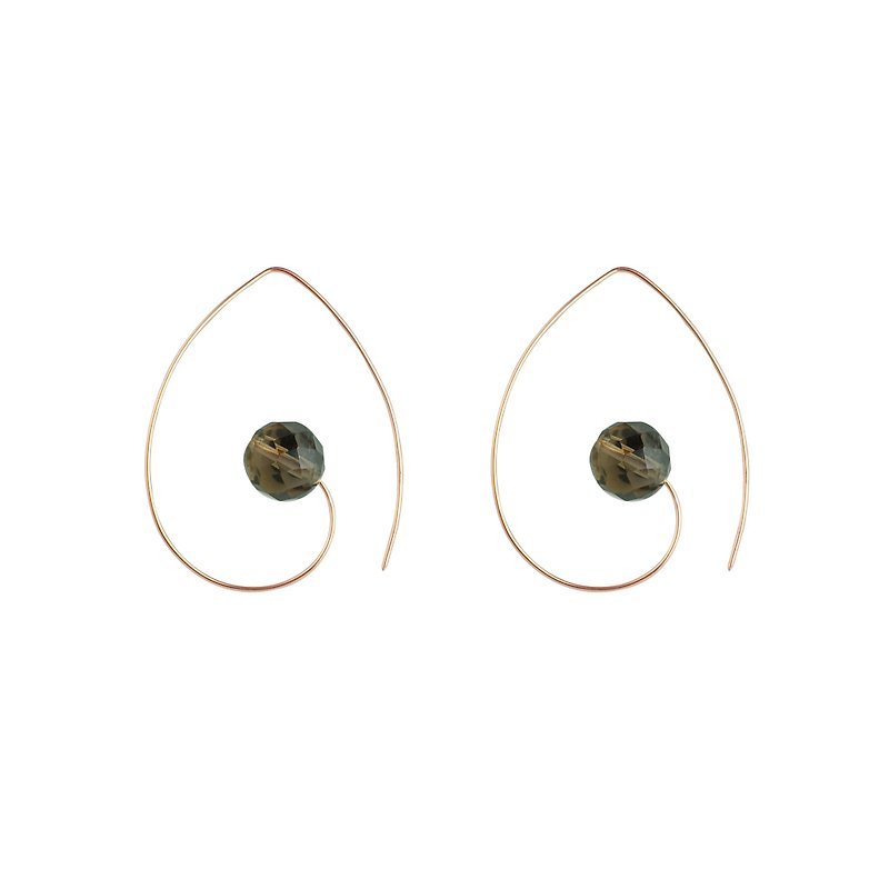 Classic Tea Crystal Earrings Smoky Swirl Earring - ต่างหู - โลหะ สีทอง