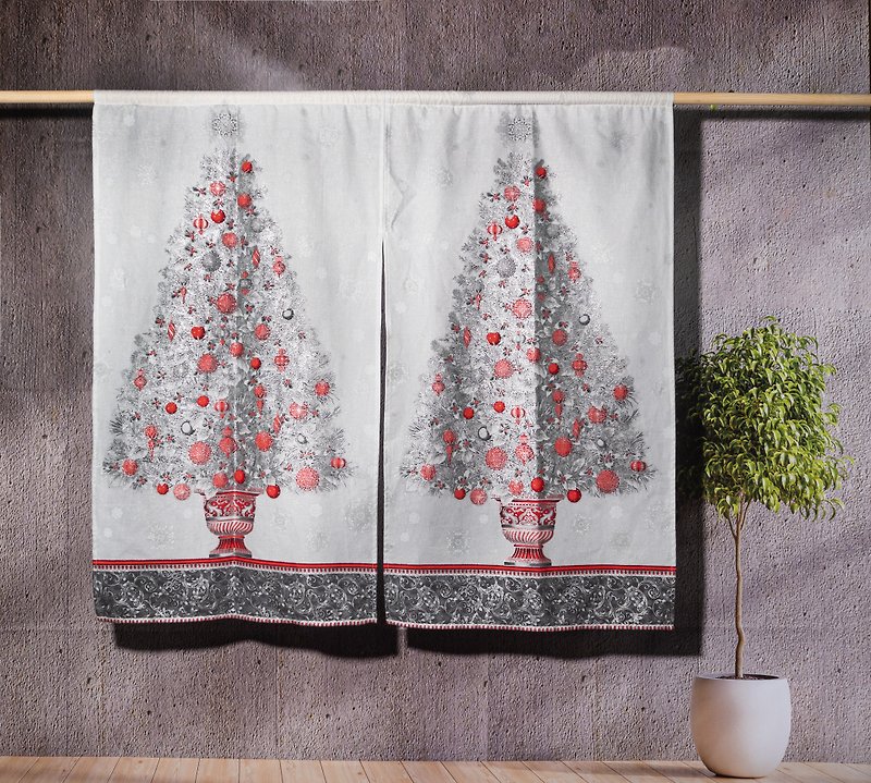 Limited black gold/platinum Christmas tree door curtain bronzing printing Japanese fabric - Posters - Cotton & Hemp Gold