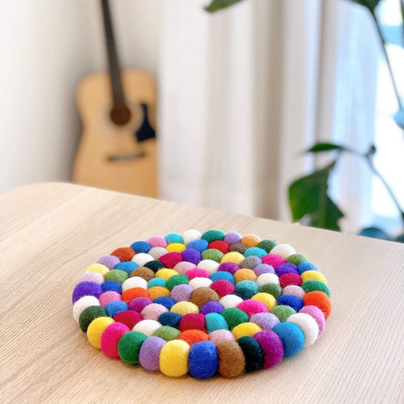 Round insulation pad, round ball insulation pad, wool felt insulation pad, handmade insulation pad - Coasters - Wool 