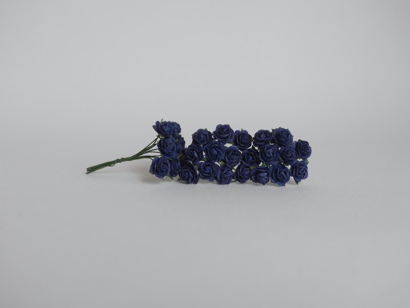 Paper Flower, 100 pieces DIY mulberry rose supplies size 0.8 cm. blue color. - 其他 - 紙 藍色
