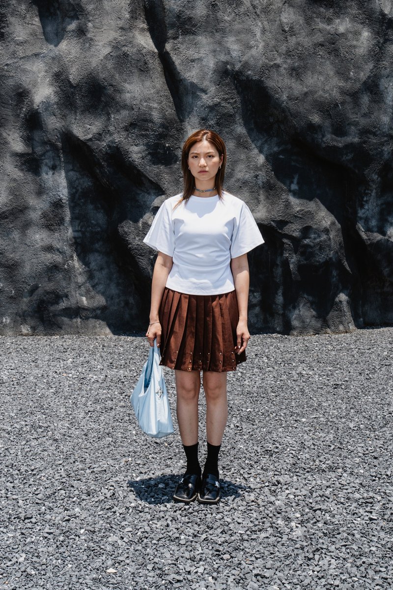 白色皺紋棉質 T 恤 - 女 T 恤 - 棉．麻 白色