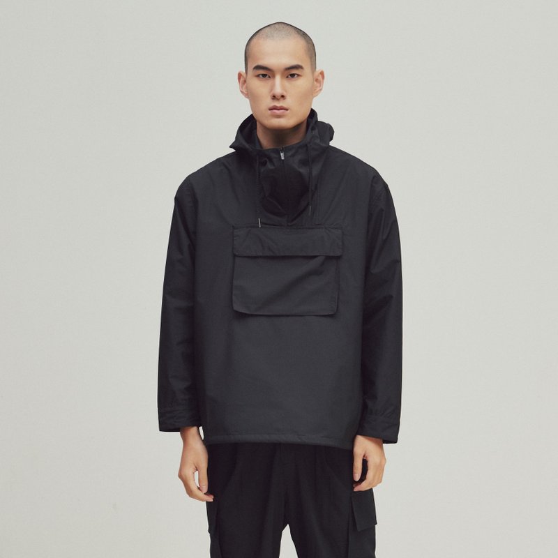 防水材質 帽T/大學T 黑色 - DYCTEAM - 3D patch pocket ANORAK