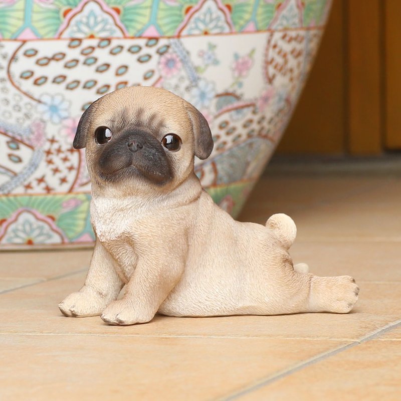デバリエ  ca196【正規品】犬の置物 パグ レジン製 ギフト かわいい 誕生日プレゼント - 裝飾/擺設  - 樹脂 咖啡色