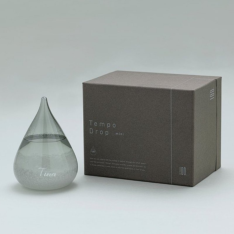 11cm [Japan imported Tempo Drop Dawn weather bottle] mini black night water drop weather ball - ของวางตกแต่ง - แก้ว สีเทา