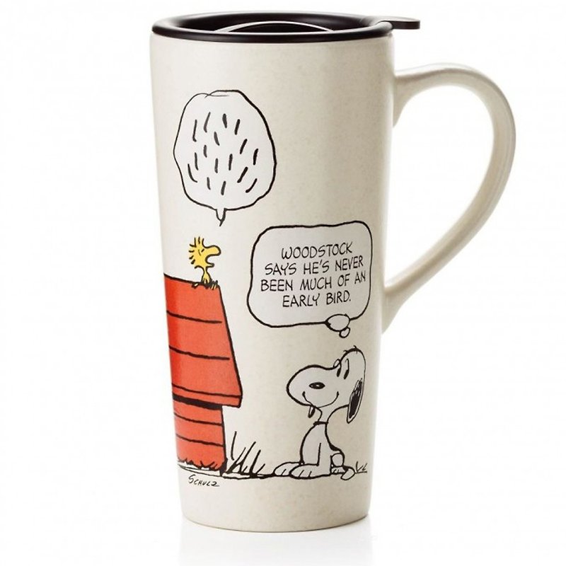 Snoopy旅行馬克杯-早起的鳥兒【Hallmark-Peanuts史奴比 馬克杯】 - 咖啡杯/馬克杯 - 其他材質 白色