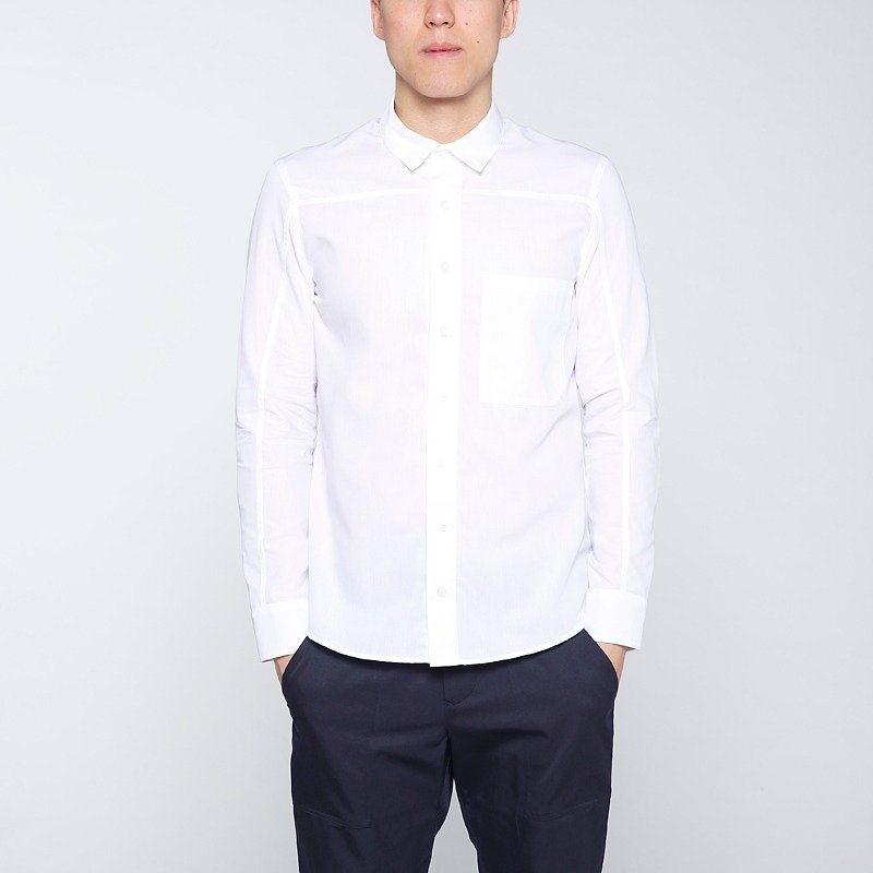 [Clearing Welfare Products] Cool Strong Twist Long Sleeve Editing Men's Shirt-White - เสื้อเชิ้ตผู้ชาย - ผ้าฝ้าย/ผ้าลินิน ขาว