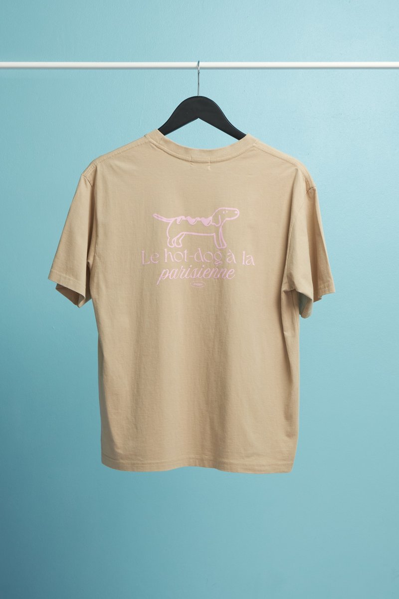 SAUSAGE DOG T-SHIRT LE HOT DOG A LA PARISIENNE UNISEX COTTON 100% - 女裝 T 恤 - 其他材質 藍色