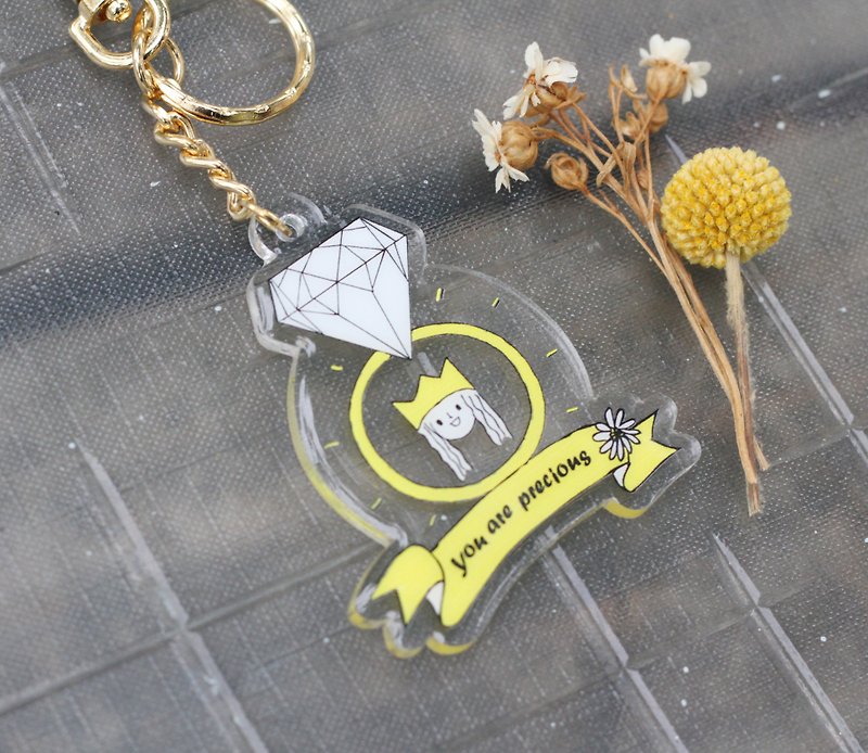 Double Sided Acrylic Keychain-You are precious - ที่ห้อยกุญแจ - อะคริลิค สีเหลือง