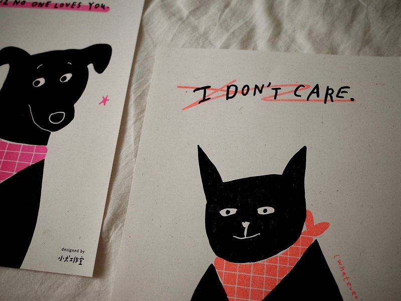 Black cat A4 risograph poster (unfolded version) - โปสเตอร์ - กระดาษ ขาว