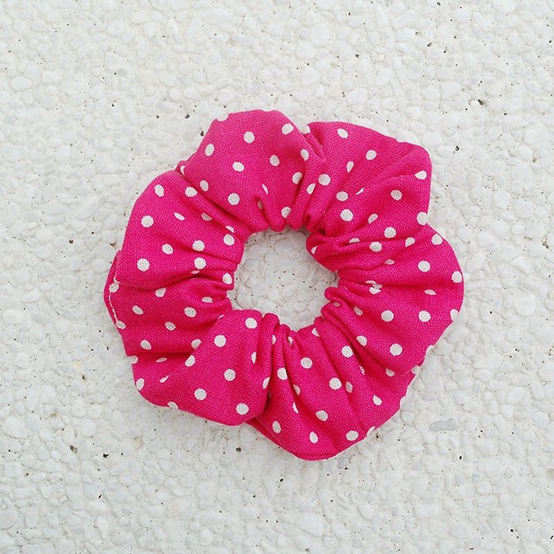 Small dots hair bundle _ powder / large intestine ring donut hair ring - Hair Accessories - Cotton & Hemp Pink