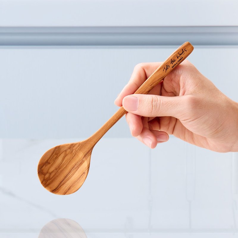 Round Head Olive Wood Spoon 19 cm-Single Entry - Cutlery & Flatware - Wood 