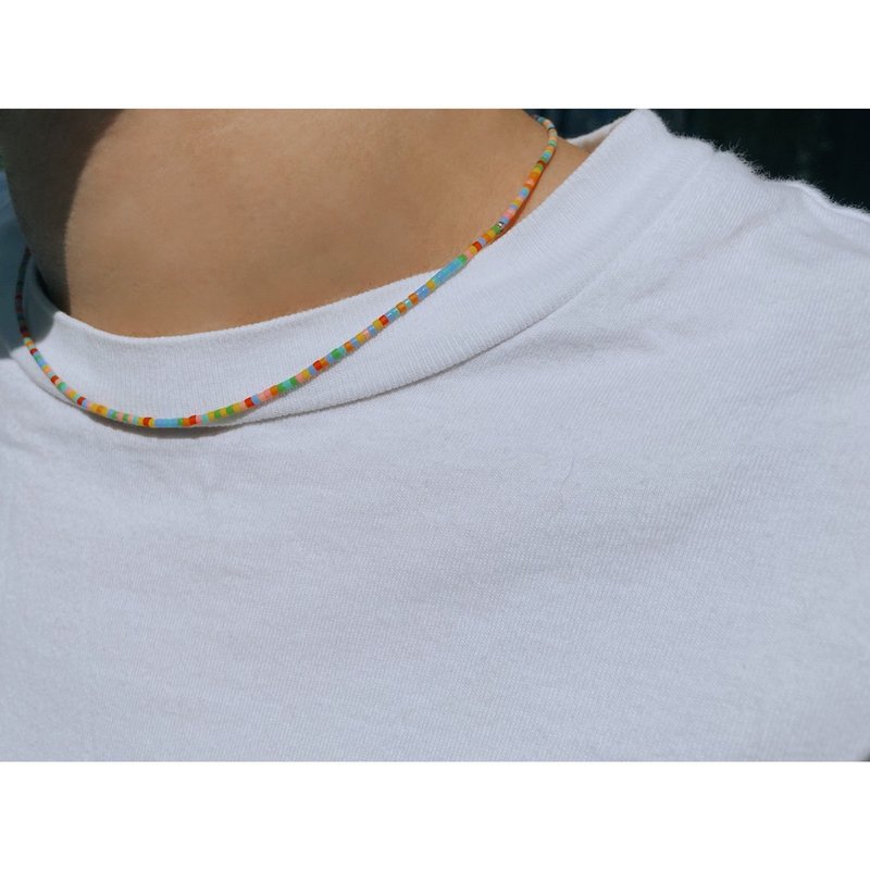 New product playful retro candy color very fine 925 Silver buckle clavicle chain men and women ins trendy single product wild fashion - Necklaces - Silver Multicolor