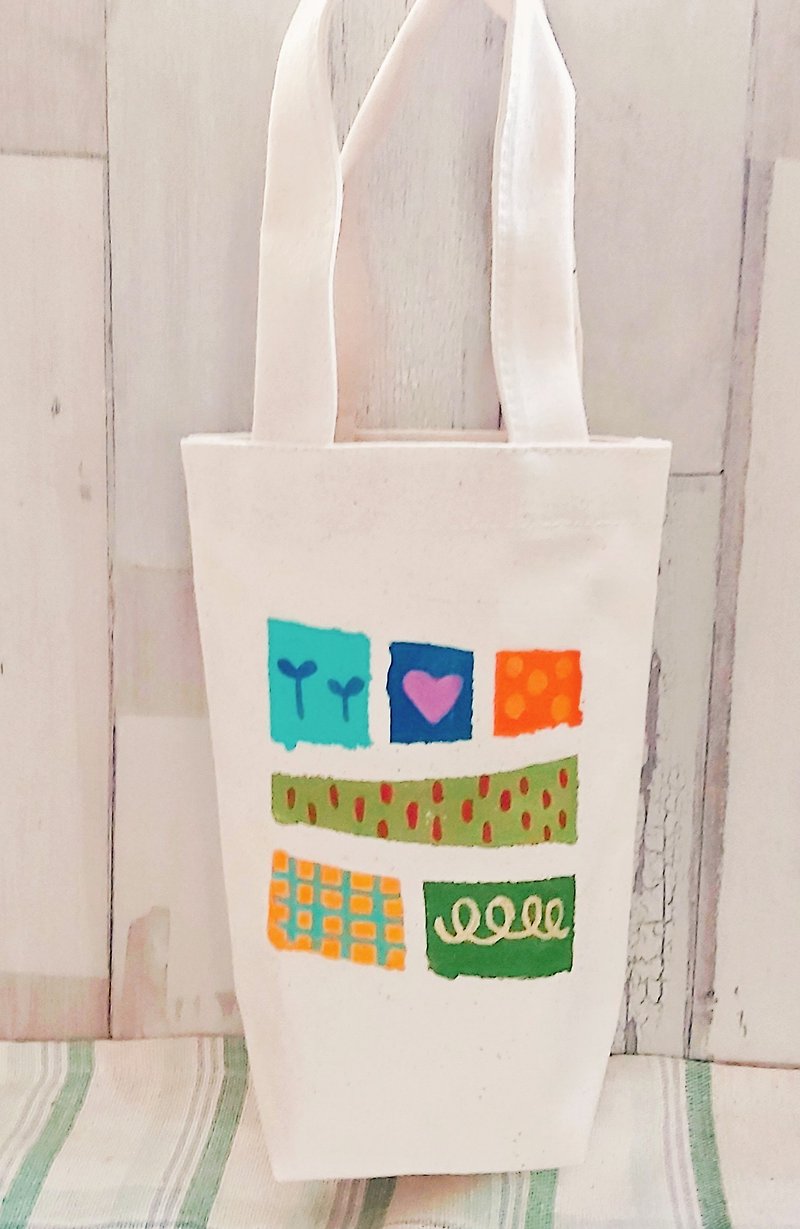 【Pure hand-painted】Water bottle bag | Beverage bag | Umbrella bag | Canvas - Beverage Holders & Bags - Other Materials 