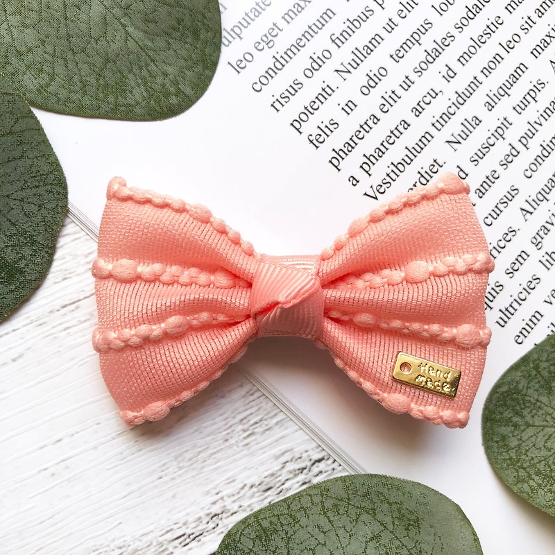Simple style bow bangs clip / peach - Hair Accessories - Other Materials Orange
