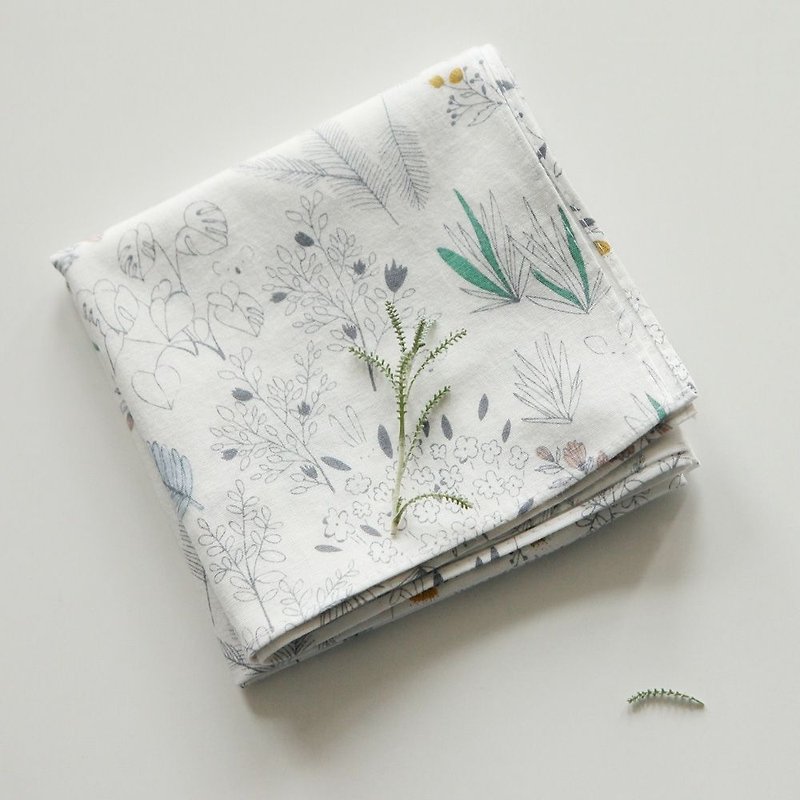 Nordic style cotton handkerchief 31 Animal Forest, E2D29731 - ผ้าเช็ดหน้า - ผ้าฝ้าย/ผ้าลินิน ขาว