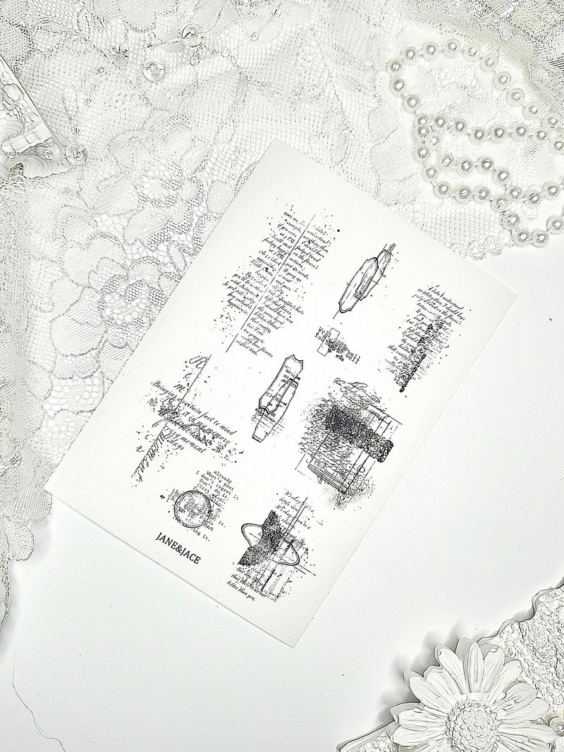 Antique Vintage Stamp Clear Sticker - 貼紙 - 其他材質 白色