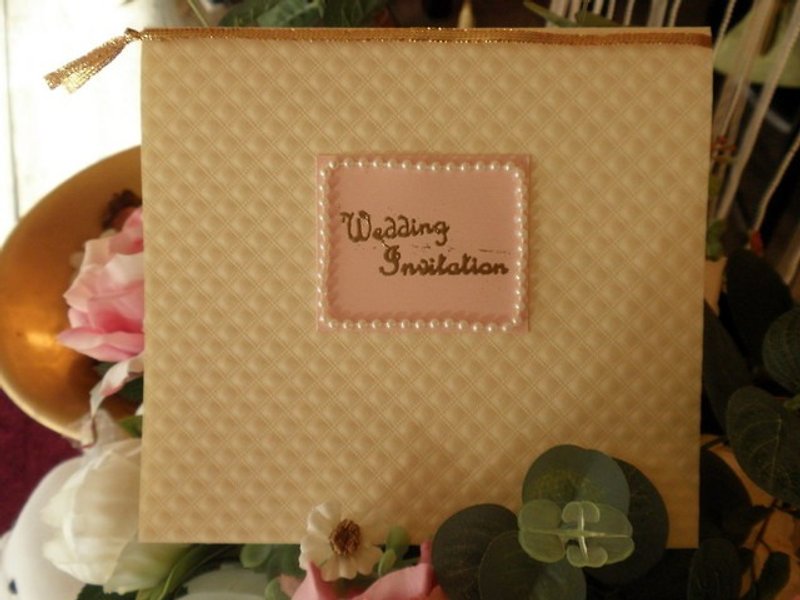 結婚式の招待状の紙レース水翡翠の結婚式のカード - カード・はがき - 紙 ゴールド