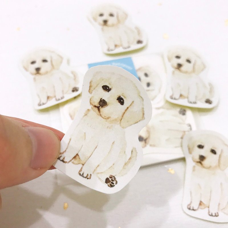 Puppy Series Sticker-Stickers,Watercolor,illustrations,Sticker,Labrador dog Sticker,cute Stickers,Handmade Sticker,Laptop Sticker - สติกเกอร์ - กระดาษ ขาว