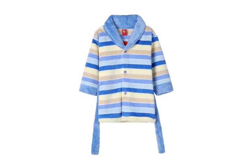 Baby bathrobe and home clothes are the first choice for autumn and winter, classic strips for 2-5 years old - Loungewear & Sleepwear - Polyester Blue