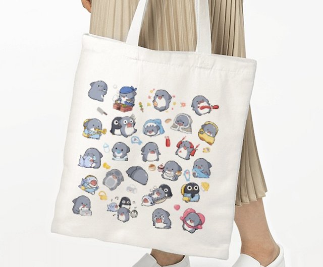 8oz Cotton Canvas Tote Bag | LINE Hot Stickers Fat Shark Shark Simi - Shop  IGP GIFT Handbags & Totes - Pinkoi