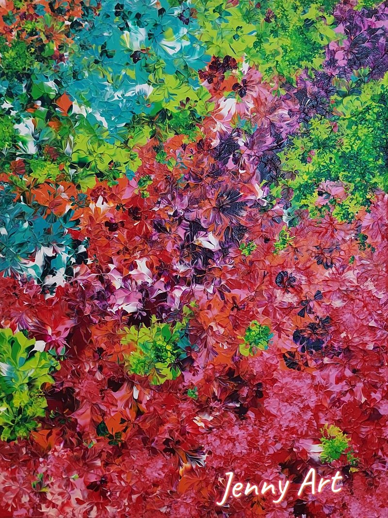 【花紅柳綠】系列 無框畫 抽象畫 壓克力畫 畫作 掛畫 居家擺設 - 海報/掛畫/掛布 - 其他材質 紅色