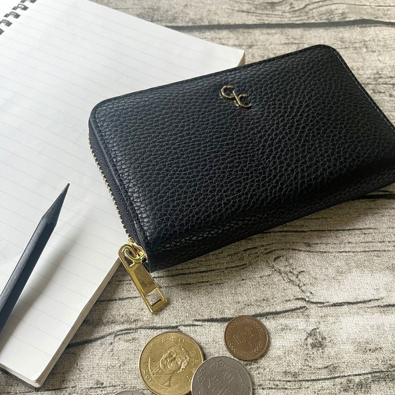 Ireland Galway pebbled zipper wallet/women's wallet/middle wallet/wallet black [RFID anti-theft] - กระเป๋าสตางค์ - วัสดุอื่นๆ สีเทา