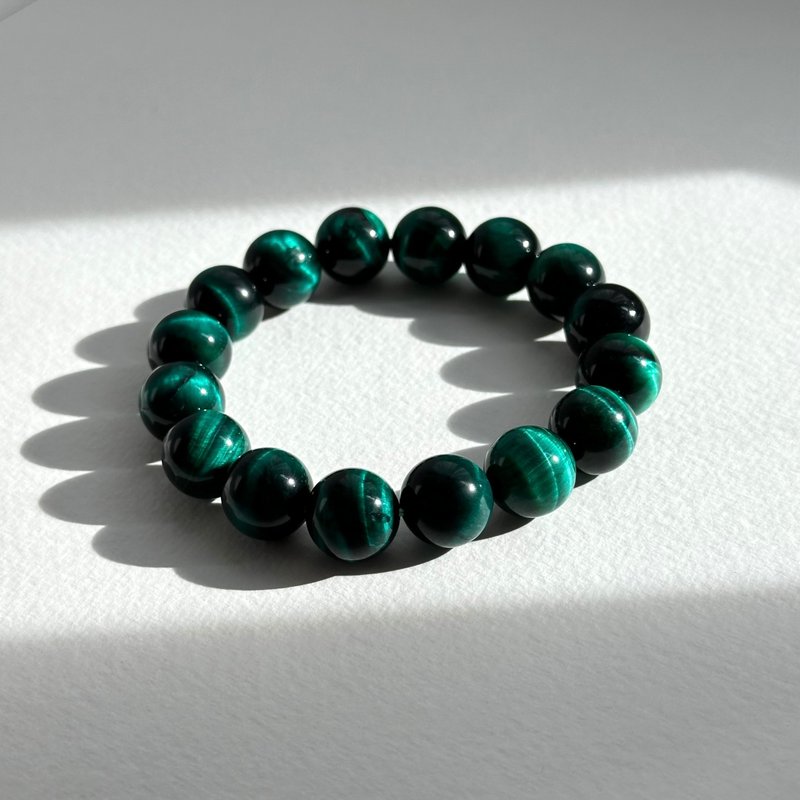 [Insight] Green Tiger Eye Stone Pure Bead Bracelet Concentrates Intuition and Releases Firm Faith under Pressure - สร้อยข้อมือ - เครื่องประดับพลอย สีเขียว