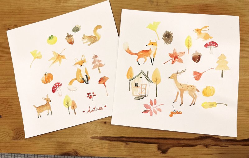 Watercolor illustration of autumn animal forest - Hazel's color painting - Illustration, Painting & Calligraphy - Paper 