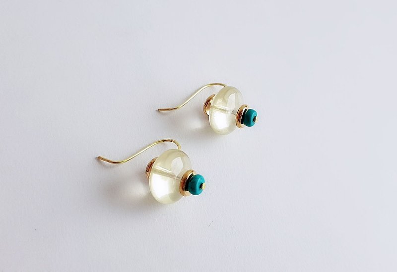 Gemstones Small Fresh Natural Ore Lemon Crystal Turquoise Brass • Earrings - Earrings & Clip-ons - Gemstone Yellow