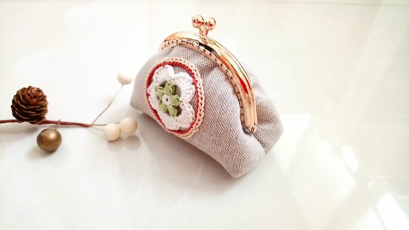 [KGR/lace gold bag] spring 7.5cm Rose Gold - กระเป๋าใส่เหรียญ - ผ้าฝ้าย/ผ้าลินิน สีส้ม