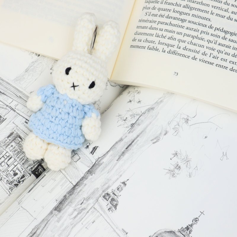 ที่แขวนกุญแจ miffy แฮนด์เมด สีฟ้าพาสเทล - ที่ห้อยกุญแจ - ผ้าฝ้าย/ผ้าลินิน 