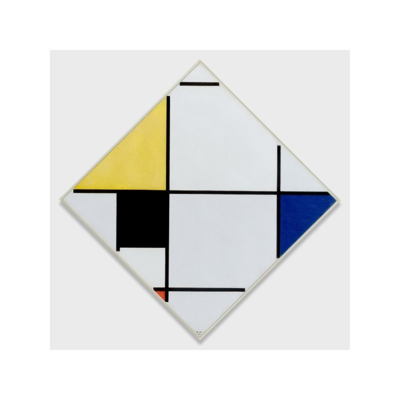 [Original Poster] Piet Mondrian | Lozenge Composition with Yellow - โปสเตอร์ - กระดาษ สีน้ำเงิน